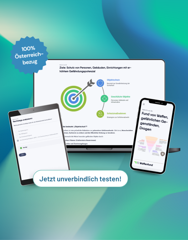 Objektschutz Polizei Österreich Vorbereitungskurs Aufnahmetest 2025 [Digital] – Bild 2