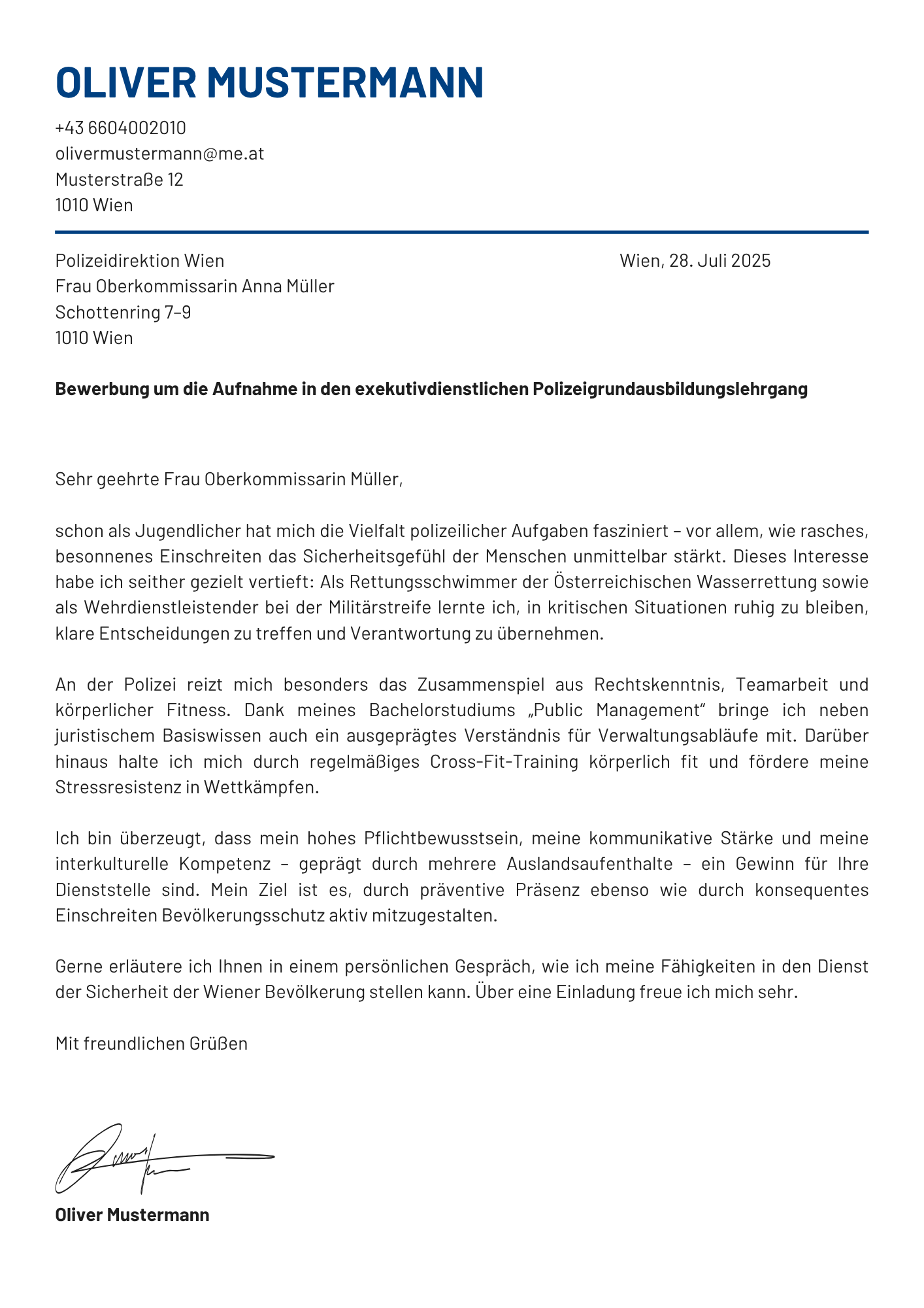 Motivationsschreiben Polizei: Optimierte Version